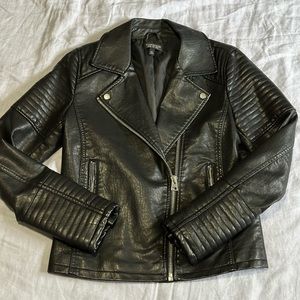 Topshop Black Leather Jacket - Size 6